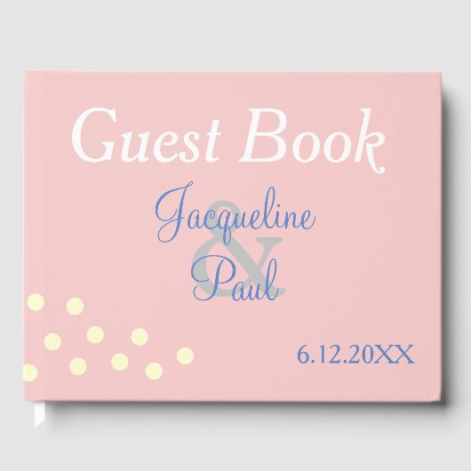 バラブルー水玉模様結婚ハート ゲストブック (正面)