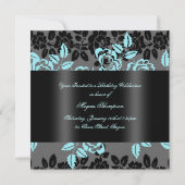 バラブルー/ブラック&グレースウィート16誕生日招待状 招待状 (裏面)
