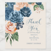 バラブルー/結婚ピーチありがとうID584 ワインラベル (シングルラベル)