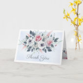 バラブーケウォーターカラー淡い色のブルーサンキューカード カード (黄色い花)