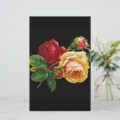 バラプリントアクセサリ – 黒、赤、ヴィンテージアート 便箋 (スタンド正面)