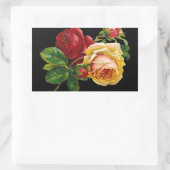 バラプリントアクセサリ – 黒、赤、ヴィンテージアート 長方形シール (バッグ)