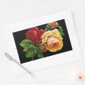 バラプリントアクセサリ – 黒、赤、ヴィンテージアート 長方形シール (封筒)