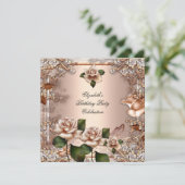 バラベージュクリーム金ゴールドエレガントバースデーパーティー 招待状 (スタンド正面)