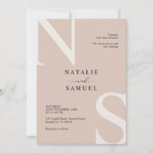 バラベージュミニマエレガントリストはっきりしたイニシャル結婚ズ 招待状 (正面)
