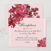 バラペタルピンクロマンチック結婚式レセプションカード エンクロージャーカード (正面/裏面)
