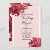 バラペタルピンクロマンチック結婚式招待状 (正面/裏面)