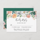 バラペニーズガーデンフローラグリーン結婚リーズ 出欠カード (正面/裏面)