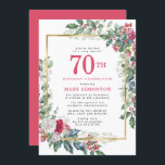 バラホリ素朴ーベリー70thバースデーパーティー 招待状<br><div class="desc">美しく冬エレガントの植物デザインは深いの緑のホリと赤と白果実に囲まれたバラを備えている。幅の広い金ゴールドフレームが全体を引き寄せる。ボホ素朴の魅力とヴィベエレガントー。70位は大書きなベリーレッド。誕生日のクレブラントの名前は同じ赤だ。招待の後ろはまた、フェスティバルの休日や冬のtouchのためのベリーレッドである。招待は簡単カスタマイズだ。招待セットとパーティーの装飾と供給を作成できるDIYテンプレートを含むコレクシ素晴らしョンの一部である。</div>
