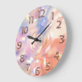バラホログラフアラビア数字グリッターピンク ラージ壁時計 (傾斜)