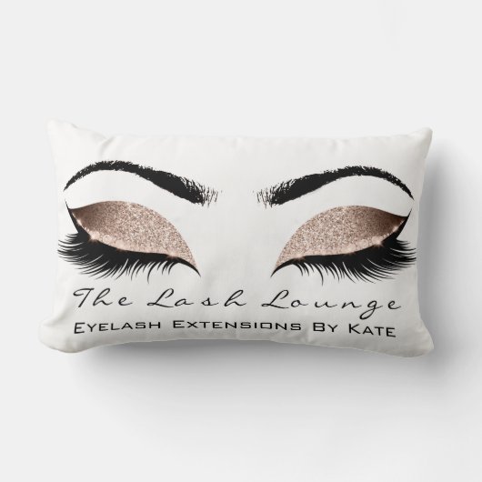 バラホワイトグリッターグラムメイクアップラッシュズ美しい ランバークッション (正面)