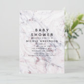 バラホワイトグレー大理石スワールベビーシャワーのtouch 招待状 (スタンド正面)