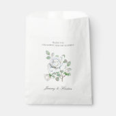 バラホワイトフローラ植物学結婚式の引き出物バッグ フェイバーバッグ (正面)