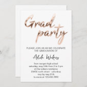 バラホワイト卒業パーティー招待状 招待状 (正面/裏面)