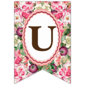 バラホワイト花模様私たちの結婚記念日 バンティングフラッグ (第3の旗)