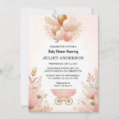 バラボホ金ゴールドママシック春ベビーガールシャワー 招待状 (正面)