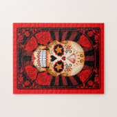 バラポスターが付いている赤い砂糖のスカル ジグソーパズル (横)