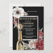 バラポピーの花の赤い白い植物の泡 招待状 (正面)