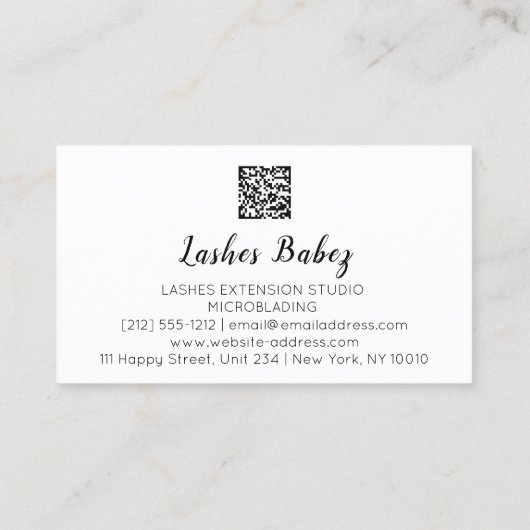バラマイクロブレイディングメイクアップまつげQRコードロゴBu 名刺 (裏面)