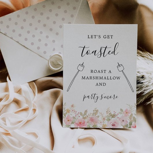 バラマシュマロとパーティーの詳細バー標識をロースト 招待状