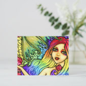 バラマーメイドかわいらしレインボーガールポストカード ポストカード (スタンド正面)