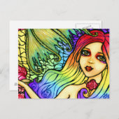 バラマーメイドかわいらしレインボーガールポストカード ポストカード (正面/裏面)