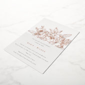 バラミニマルフローラスケッチ任意の年周年記念 箔招待状 (回転した状態)