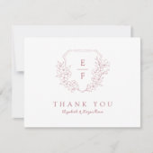 バラミニマル金ゴールドさくらんぼブロッサムモノグラムクレスト サンキューカード (正面)