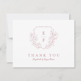 バラミニマル金ゴールドさくらんぼブロッサムモノグラムクレスト サンキューカード