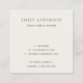 バラミニマル金ゴールドグリッタースキマーシェフケータリング スクエア名刺 (裏面)