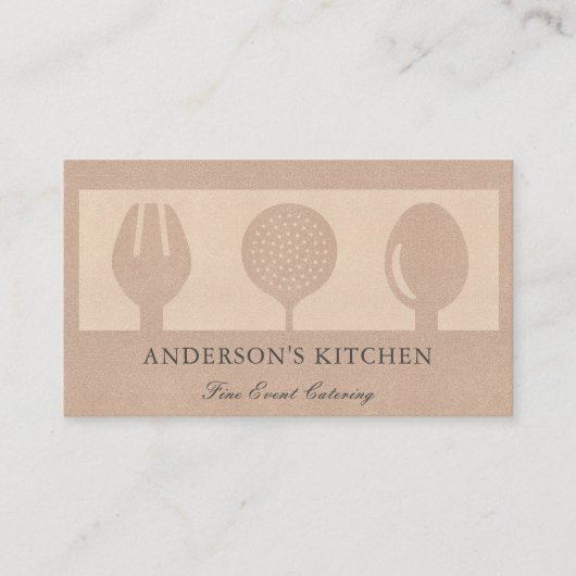 バラミニマル金ゴールドグリッタースプーンフォークシェフ 名刺 (正面)