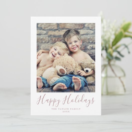 バラミニマル金ゴールドハッピーホリデーズポートレート写真 シーズンカード (スタンド正面)