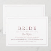 バラミニマル金ゴールド水平ブライドブライダルシャワー 招待状 (正面/裏面)