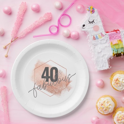 バラミニマル金ゴールド40s誕生日フェイク箔 ペーパープレート (パーティー)