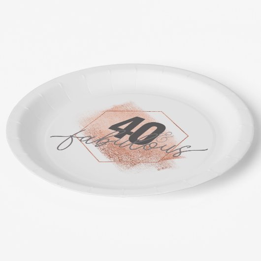 バラミニマル金ゴールド40s誕生日フェイク箔 ペーパープレート (アングル)