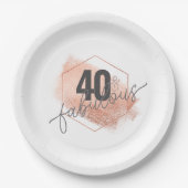 バラミニマル金ゴールド40s誕生日フェイク箔 ペーパープレート (正面)