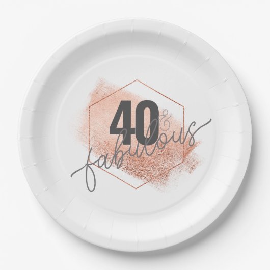 バラミニマル金ゴールド40s誕生日フェイク箔 ペーパープレート (正面)