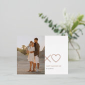 バラミニマル金ゴールドxoハートフォトバレンタインデー 箔シーズンポストカード (立ち正面)