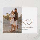 バラミニマル金ゴールドxoハートフォトバレンタインデー 箔シーズンポストカード (正面)