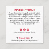 バラムーンクリスタルキャンドルインテンションスペル スクエア名刺 (裏面)