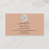 バラメイクアップアーティストホワイトロゴLashQRオリエンタルブルー 名刺 (裏面)