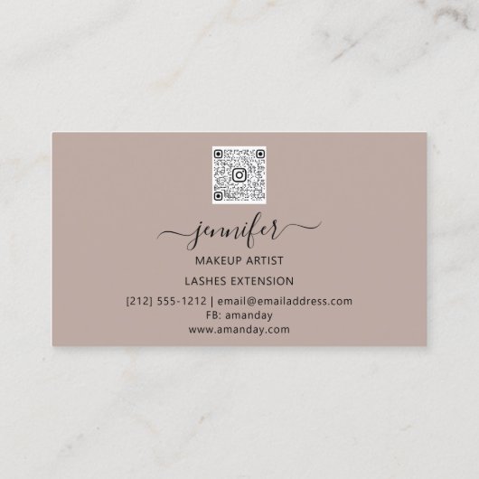 バラメイクアップカスタムアーティストQRオリエンタル 名刺 (裏面)