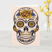 バラメキシコ砂糖スカルの死の日 カード (黄色い花)