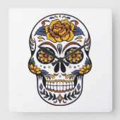 バラメキシコ砂糖スカルの死の日 スクエア壁時計 (正面)