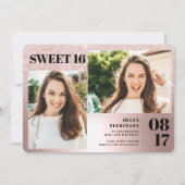 バラメタリックグリッター3 photos Sweet 16 birthday 招待状 (正面)