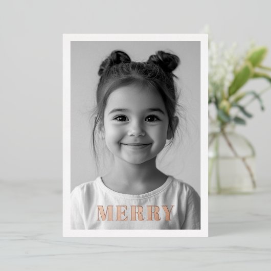 バラメリー金ゴールドクリスマスカード | 休エレガント日 箔招待状 (立ち正面)