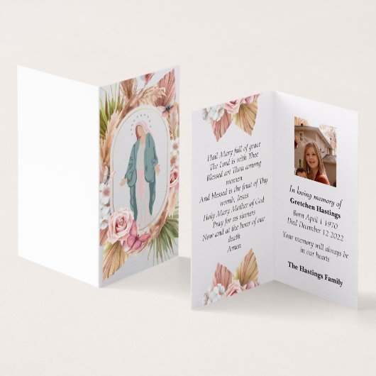 バラモダンカトリック葬儀記念祈りの言葉カード (内部&外部)