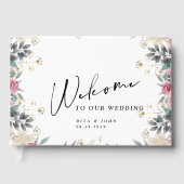 バラモダンカーネーション結婚のフォイルゲストブック ゲストブック (正面)