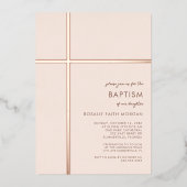 バラモダンクロスバプテスマ《キリスト教》洗礼式や命名式招待状 箔シーズンカード (正面)