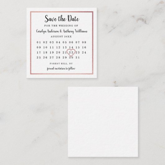 バラモダンゴールドフォイルのカレンダー日付を保存 エンクロージャーカード (正面/裏面)